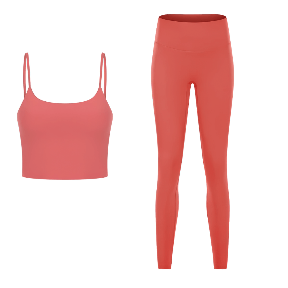 Eco-Friendly Quick Dry Solid Color Sleeveless Yoga Set - SF2144; Crop top and leggings for performance and style; Anti-Pilling.